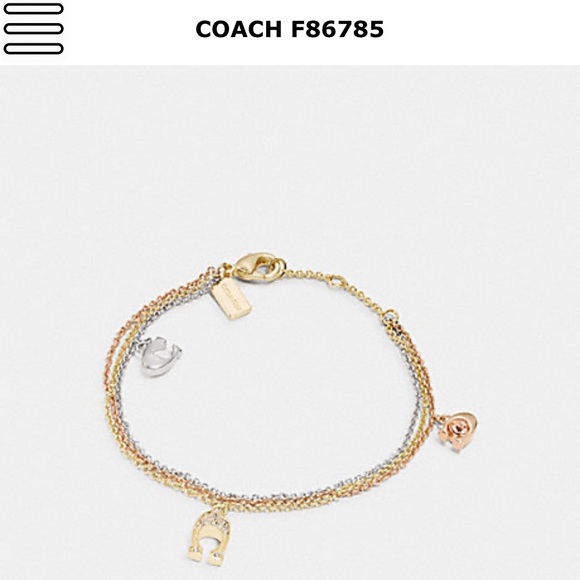 Coach Gold Silver Rose gold  3 Layer bracelet NWT - Picture 1 of 8